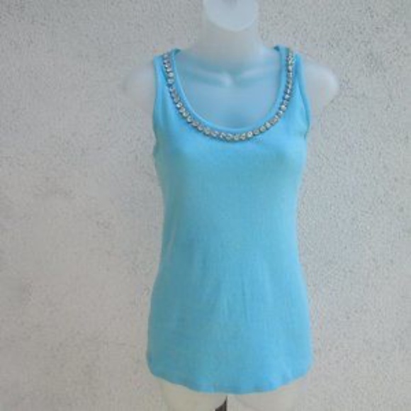 INC Jewel Neck Ribbed Tank Top M - Picture 2 of 7